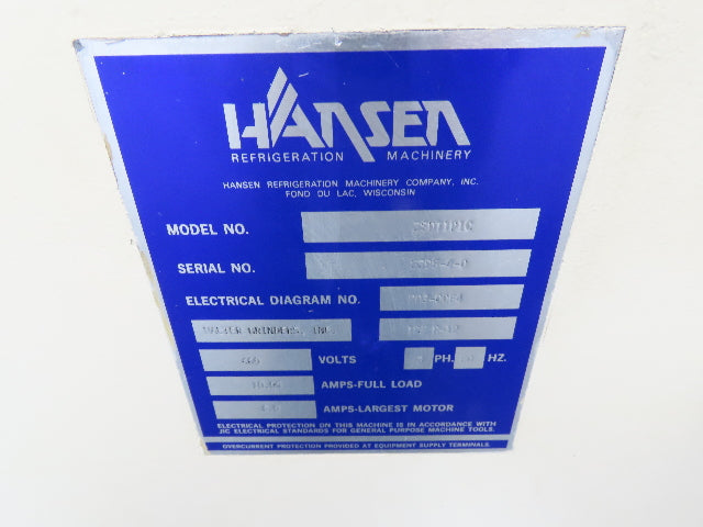 Hanen 3SDT1P1C Frick Industrial Refrigeration Compressor R409A Coolant 480V