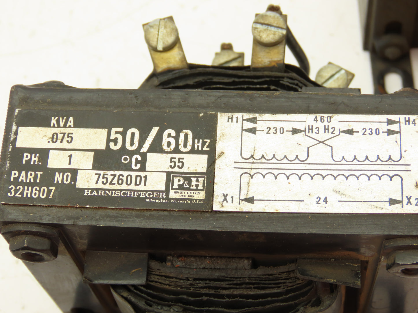 Harnischfeger P&H 75Z60D1 Transformer 460VAC .075KVA 24VAC 1Ph Lot Of 3