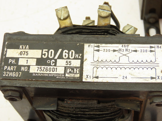 Harnischfeger P&H 75Z60D1 Transformer 460VAC .075KVA 24VAC 1Ph Lot Of 3