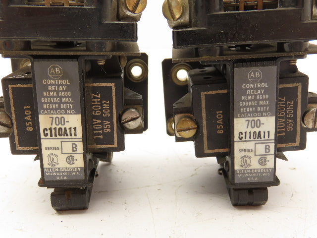 Allen Bradley 700-C110A11 AC Control Relay 110V 60HZ Series B Lot Of 2
