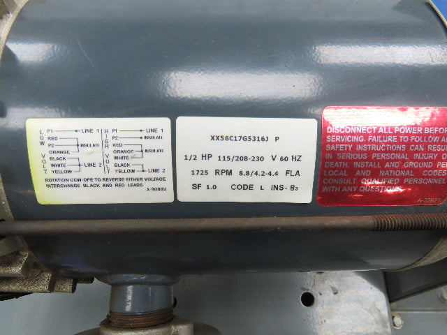 Cook 150SQN XP Inline Blower Fan 1800CFM 1/2Hp XPRF 115/230V 1Ph Belt Drive