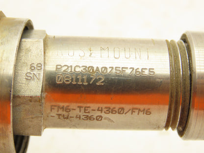 Rosemount 68 Temperature Sensor 12" Probe FM6-TE/TW-4360 Explosion Proof Head
