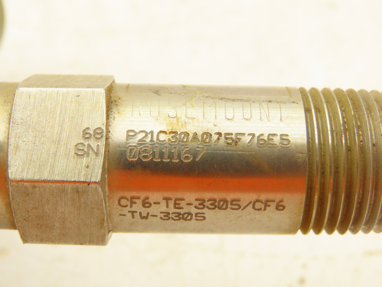 Rosemount 68 Temperature Sensor 12" Probe CF6-TE/TW-3305 Explosion Proof Head