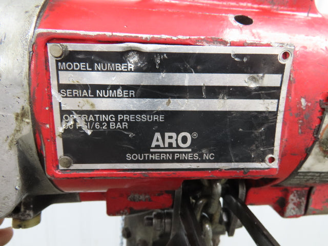 Aro R 1/4 Ton 500lb Pneumatic Air Chain Hoist 7'10" Lift Travel Pull Chain
