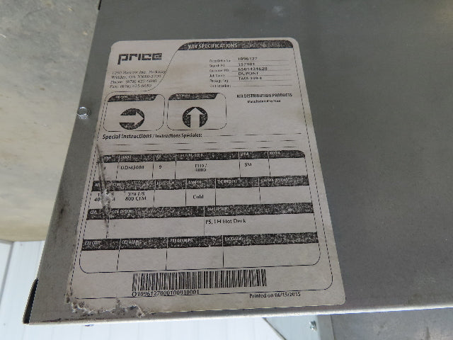 Price DDM5000 Terminal Unit High Mixing Dual Duct 500-1165CFM