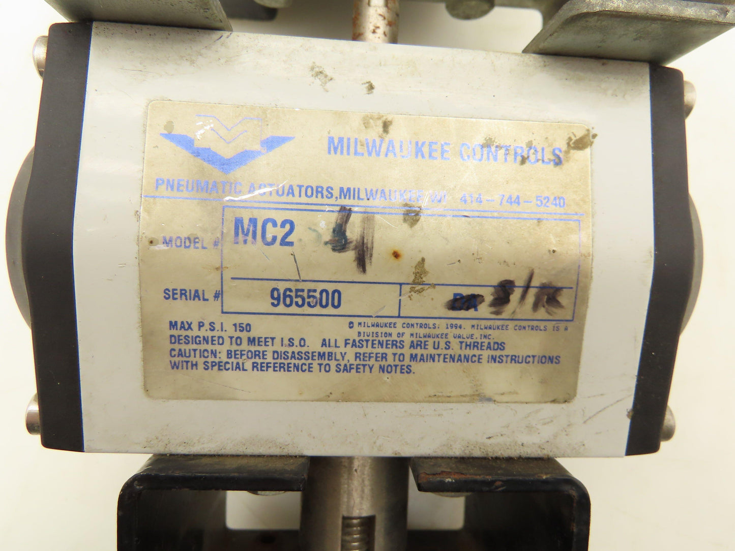 Milwaukee Controls MC2 Pneumatic Actuator Ball Valve w/Positioner 3/4" NPT