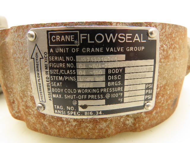 Crane Flowseal Stainless 4" Butterfly Valve w/Kinetrol Pneumatic Actuator