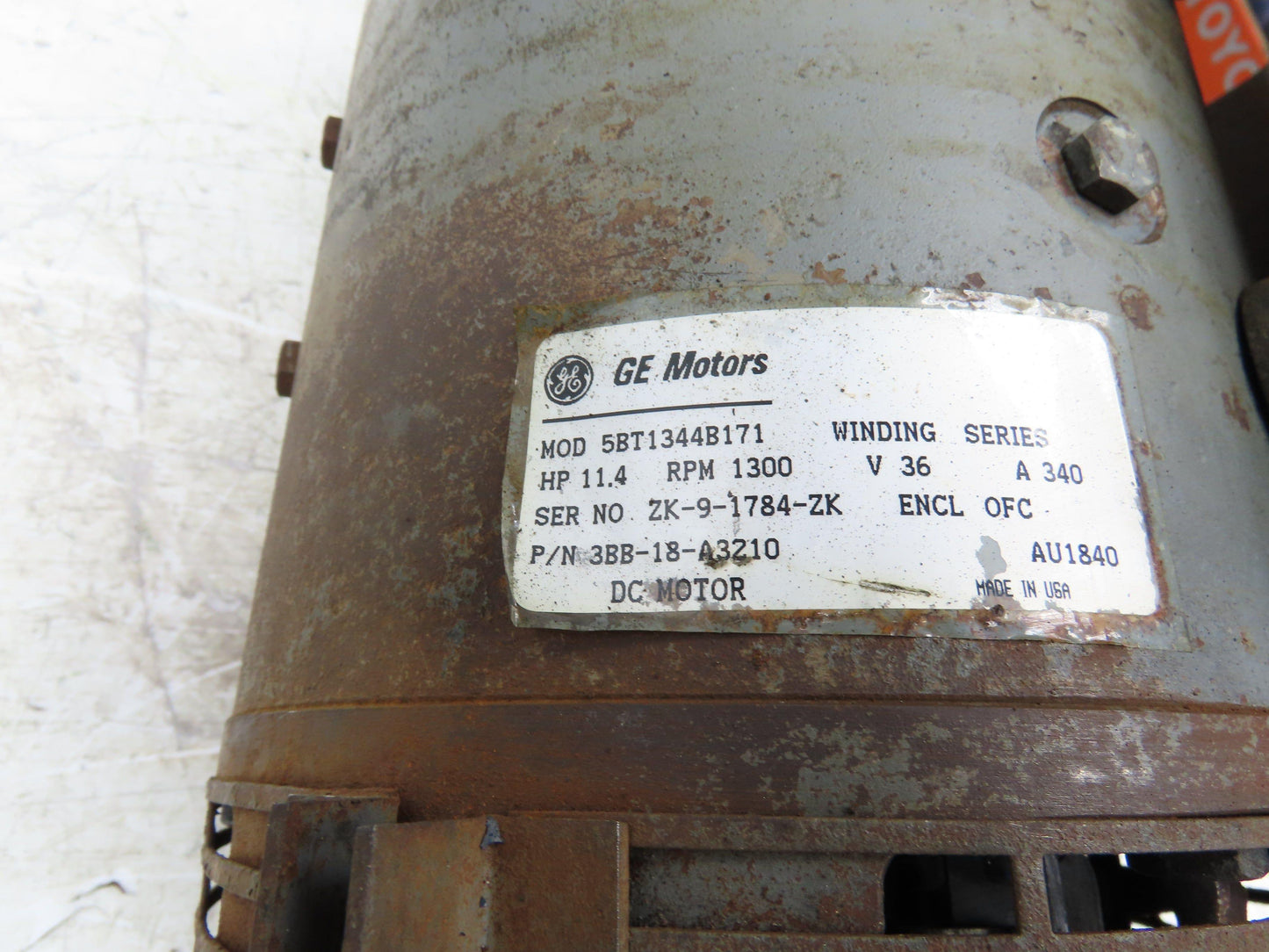 General Electric 3BB-1B-A3210 Komatsu Forklift FB25SH-4 Motor Pump 11.4HP