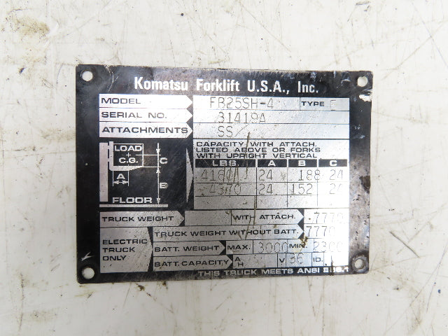 General Electric 3BB-1B-A3210 Komatsu Forklift FB25SH-4 Motor Pump 11.4HP