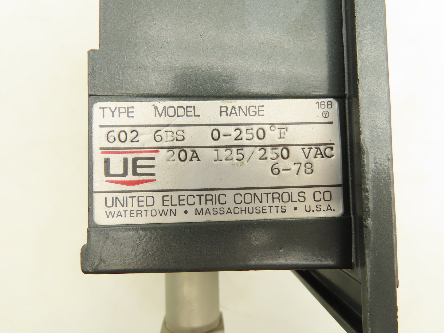 United Electric 602 6BS UE Dial Temperature Controller 0-250°F 20A 125/250