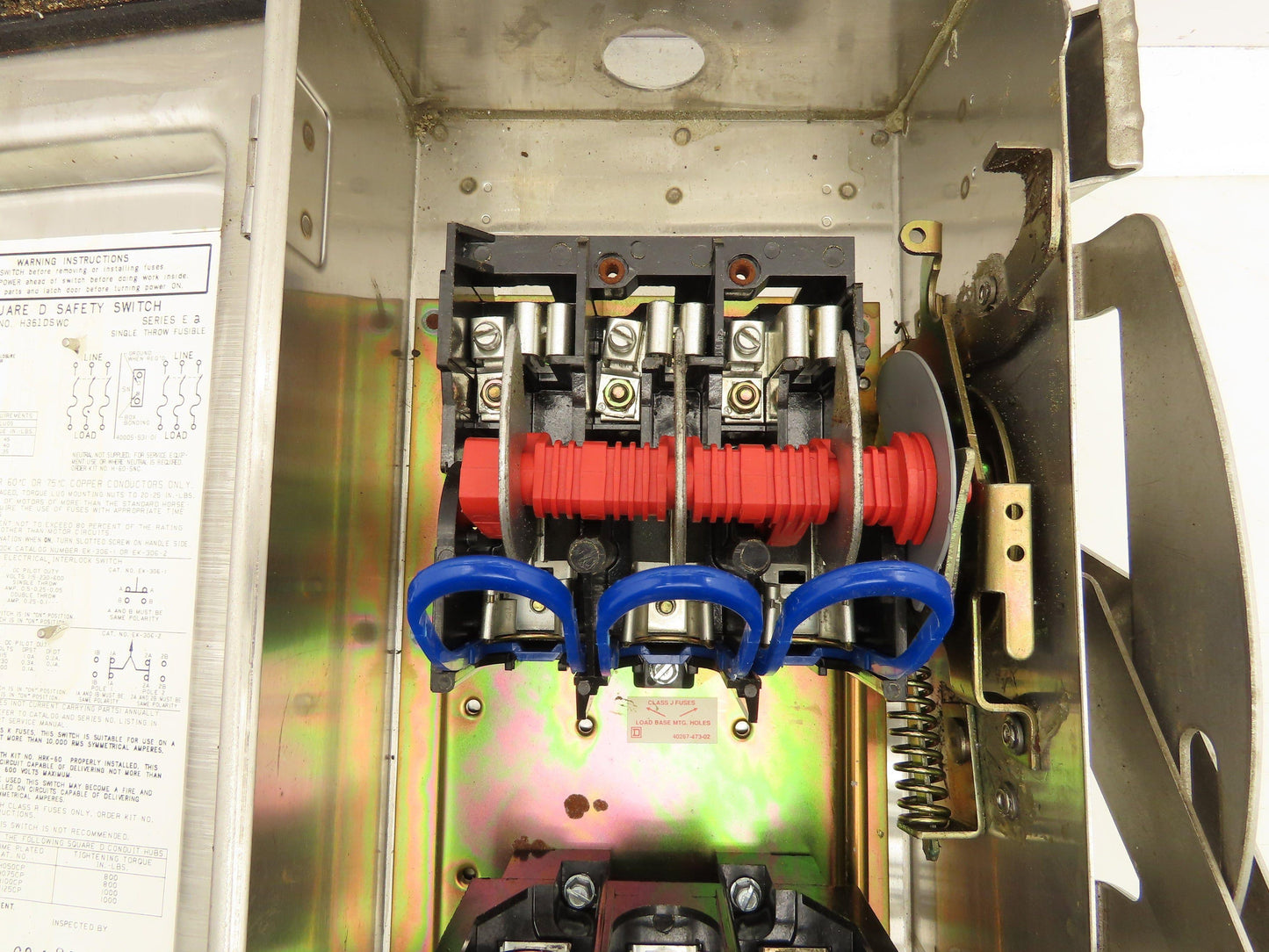 Square D H361DSWC Safety Disconnect Switch 30A 3P 600V Fusible SS Crouse Hinds