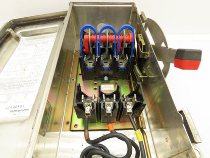 Square D H361DSWC Safety Disconnect Switch 30A 3P 600V Fusible SS Crouse Hinds