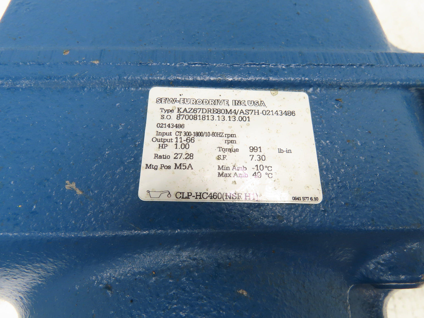 Sew-Eurodrive KAZ67DRE80M4/AS7H Variable Speed Gearmotor w/Encoder 27:1 Reducer