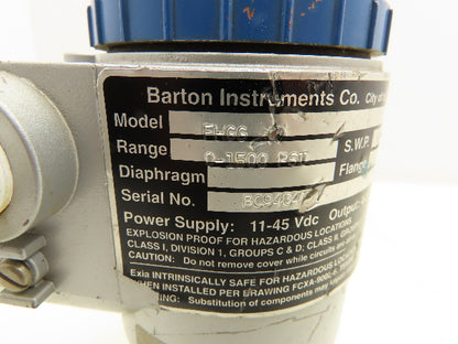 ITT Barton FHGG Flow Control Pressure Transmitter 0-1500PSI 1/4" Manifold