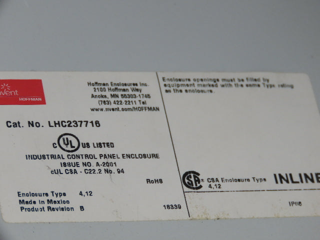 Hoffman LHC237716 Electrical Inline Landscape Enclosure 230x770x160mm