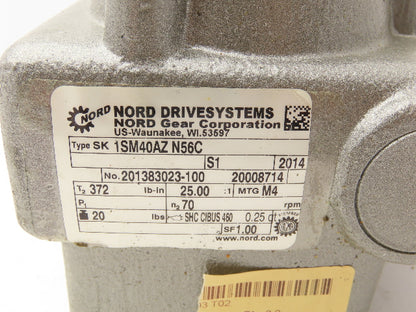 Nord SK 1SM40AZ N56C Mini-Case Gearbox Reducer 25:1 Worm Drive 56C Hollow Shaft