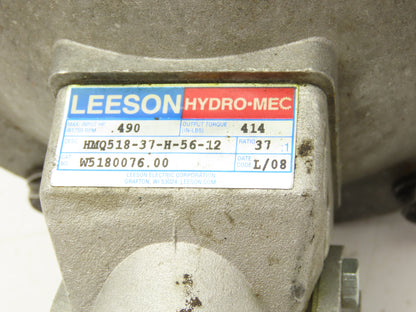 Leeson HMQ518-37-H-56-12 Reducer 37:1 Gearmotor .5Hp 46 RPM 230/460V 3PH 56C