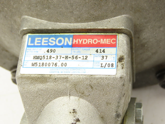 Leeson HMQ518-37-H-56-12 Reducer 37:1 Gearmotor .5Hp 46 RPM 230/460V 3PH 56C