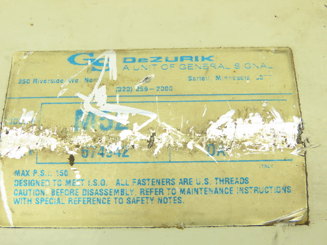 Dezurik General Signal M52 Pneumatic Valve Actuator Direct Acting