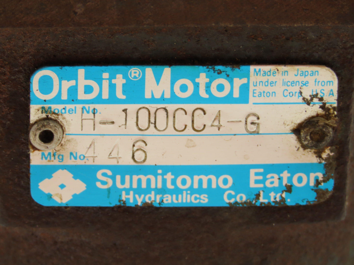 Sumitomo Eaton H-100CC4-G Hydraulic Orbit Motor 19 GPM 560 RPM 2000 PSI 4-Bolt