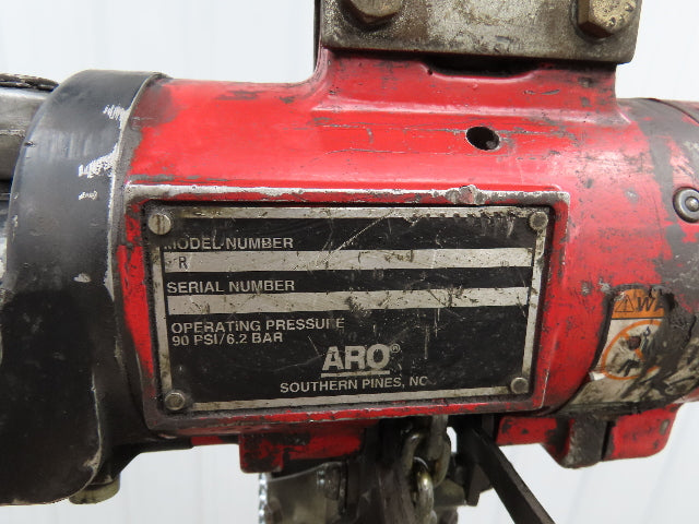 Aro R 1/4 Ton 500lb Pneumatic Air Chain Hoist 7'8" Lift Travel Pull Chain