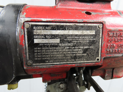1/4 Ton 500lb Pneumatic Air Chain Hoist 8'6" Lift Travel Pull Chain