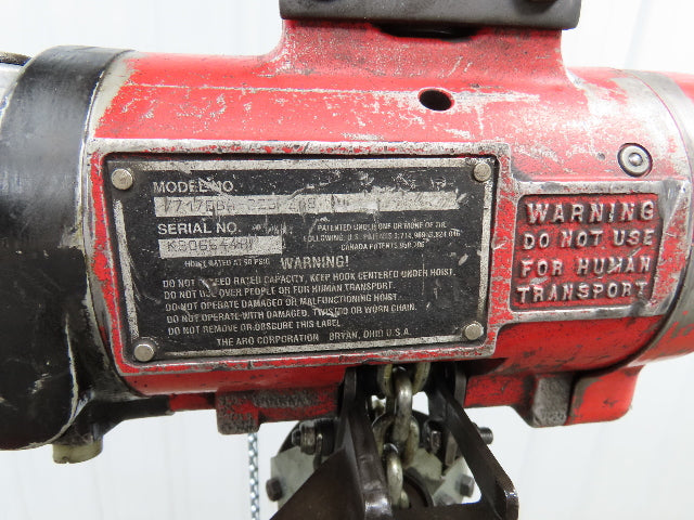 Aro 7717EBA 1/4 Ton 500lb Pneumatic Air Chain Hoist 7'6" Lift Travel Pull Chain