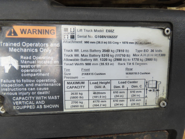 Hyster E60Z Forklift Master Brake Cylinder