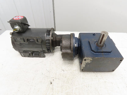 Grove Gear 60:1 Double Reduction Gearmotor 14 RPM Output RH 2Hp 460V 3PH 56C