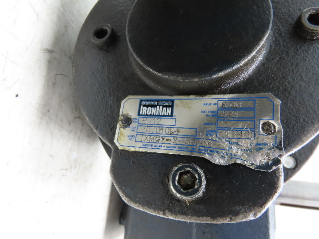 Grove Gear 60:1 Double Reduction Gearmotor 14 RPM Output RH 2Hp 460V 3PH 56C
