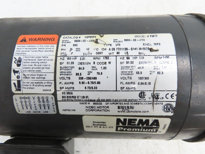 Grove Gear 60:1 Double Reduction Gearmotor 14 RPM Output RH 2Hp 460V 3PH 56C