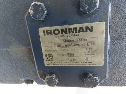 Grove Gear 60:1 Double Reduction Gearmotor 14 RPM Output RH 2Hp 460V 3PH 56C