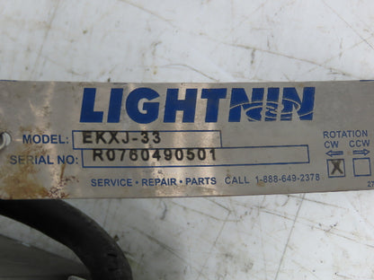 Lightnin EKXJ-33 Clamp-Mount Drum Tank Mixer Agitator .3Hp 1725 RPM 230/460V 3PH