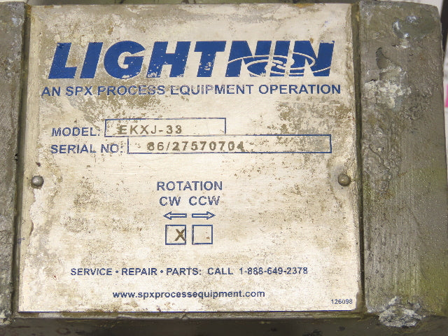 Lightnin EKXJ-33 Clamp-Mount Drum Tank Mixer Agitator .3Hp 1725 RPM 230/460V 3PH