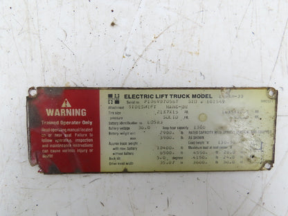 General Electric 324845 Hyster Forklift Electric Motor Hydraulic Pump 36/48VDC