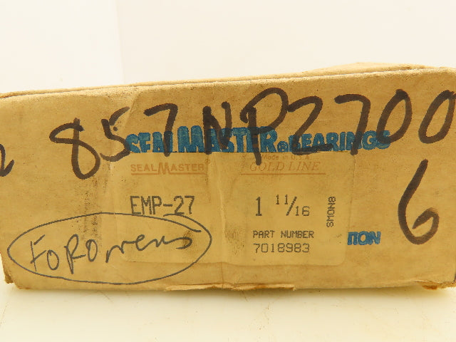 Sealmaster Gold Line EMP-27 Pillow Block Bearing 1-11/16" Bore 2-Bolt