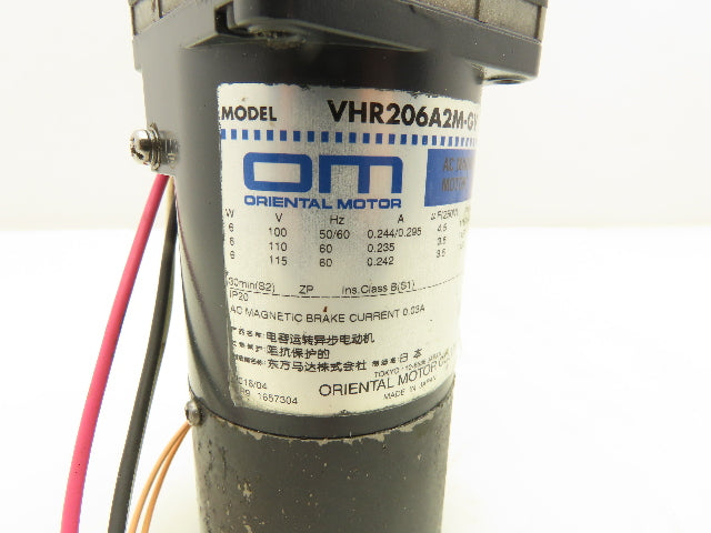 Oriental Motor VHR206A2M-GV Magnetic Brake Motor Gear Head GV2G360 6W 115V