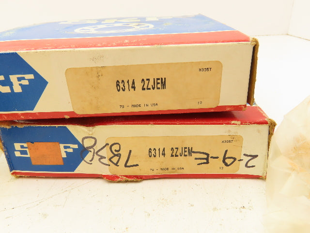 SKF 6314 2ZJEM Deep Groove Ball Bearing Double Shielded 70x150x35mm  Lot of 2