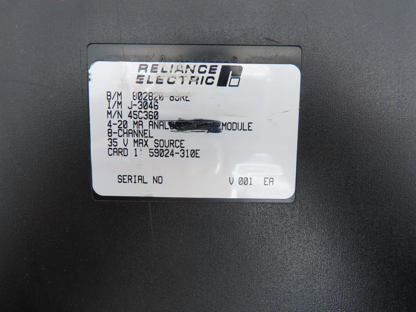 Reliance Electric 45C360 Analog Output Module 4-20MA 8 Channel 35V Max Source