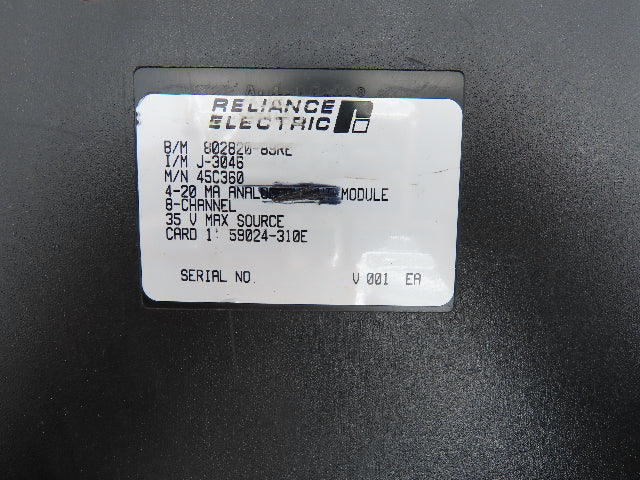 Reliance Electric 45C360 Analog Output Module 4-20MA 8 Channel 35V Max Source