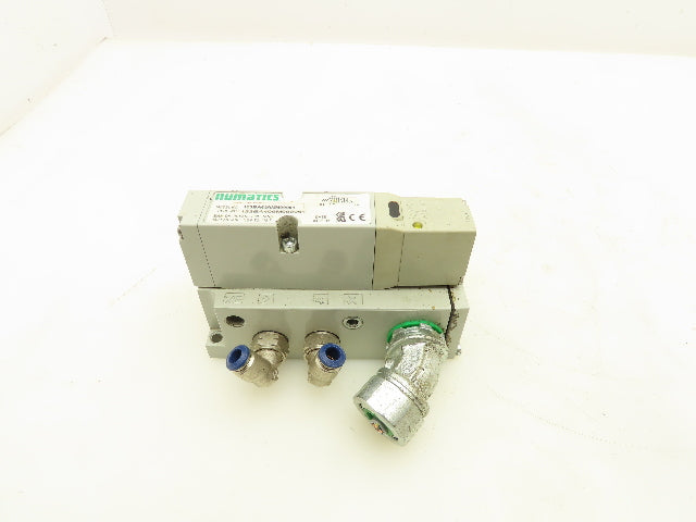 Numatics 123BA43AMN00061 Pneumatic Solenoid Valve w/Manifold Base 24VDC