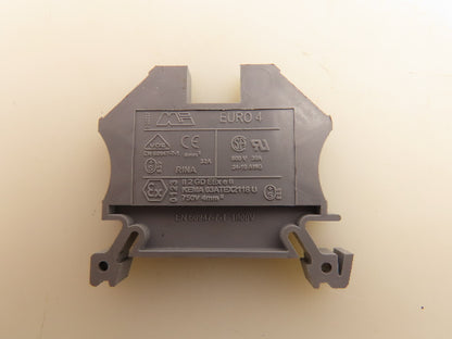 MI EURO 4 Terminal Block Gray 750V 4mm Lot of 22
