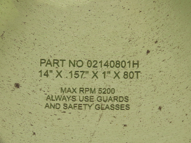 Royce 02140801H Universal Cut Off Saw Blade 14" x80 Tooth x .157" Kerf x 1" Bore