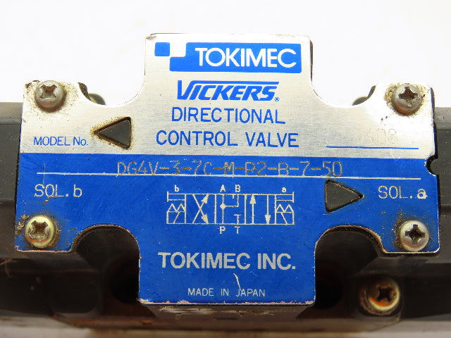 Vickers DG4V-3-7C-M-P2-B-7-50 Solenoid Operated Directional Valve 120V