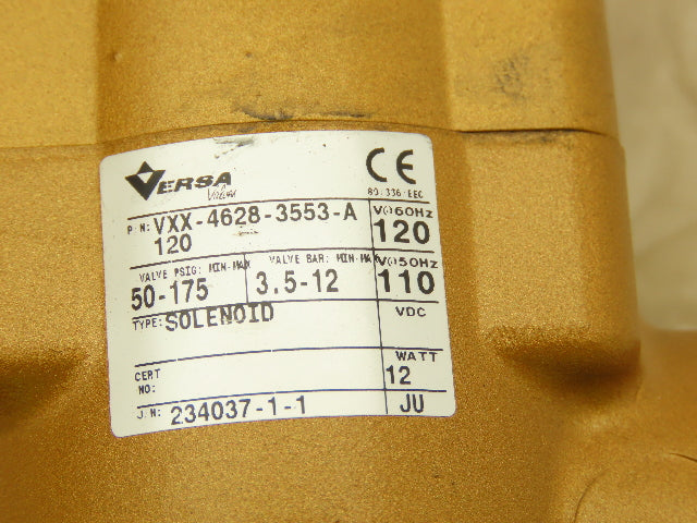 Versa VXX-4628-3553-A120 Pneumatic Solenoid Valve 4 Way 3 Position 3/4" NPT 120V