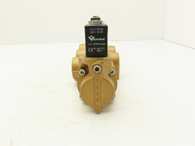 Versa VXX-4628-3553-A120 Pneumatic Solenoid Valve 4 Way 3 Position 3/4" NPT 120V