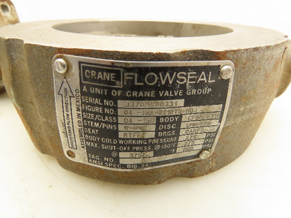 Crane 04-1WA-221RTG-H0J Flowseal Butterfly Valve 375 PSI Max 4"