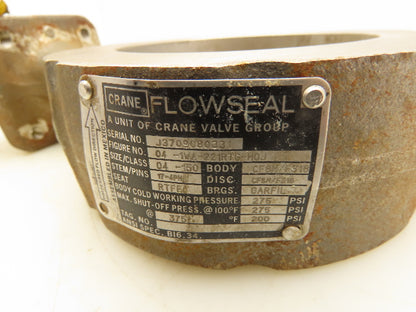 Crane 04-1WA-221RTG-H0J Flowseal Butterfly Valve 375 PSI Max 4"