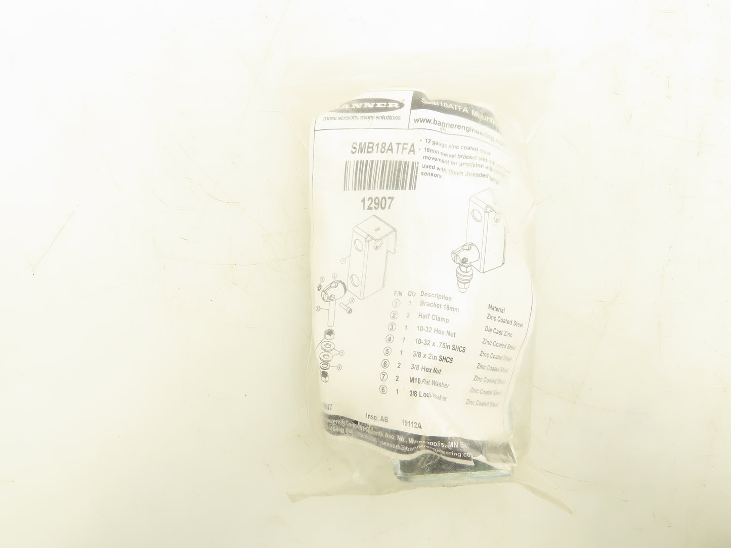 Banner QS18VP6LPQ5 Photoelectric Sensor W/ Mounting Bracket Reflector