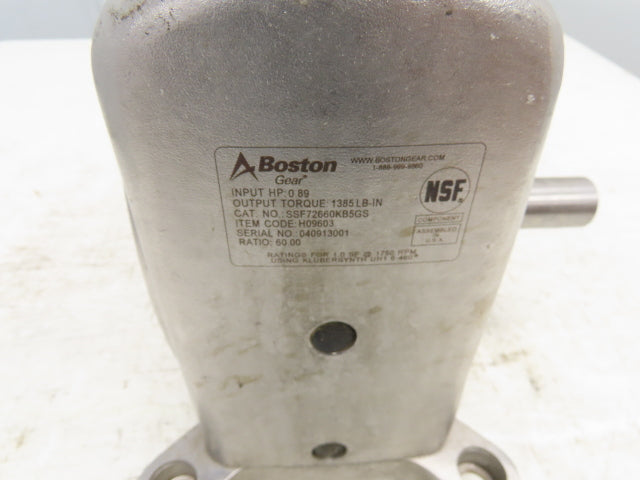 Boston Gear SSF72660KB5GS Stainless Washdown Gearmotor 60:1 28 RPM 120V 1PH 56C